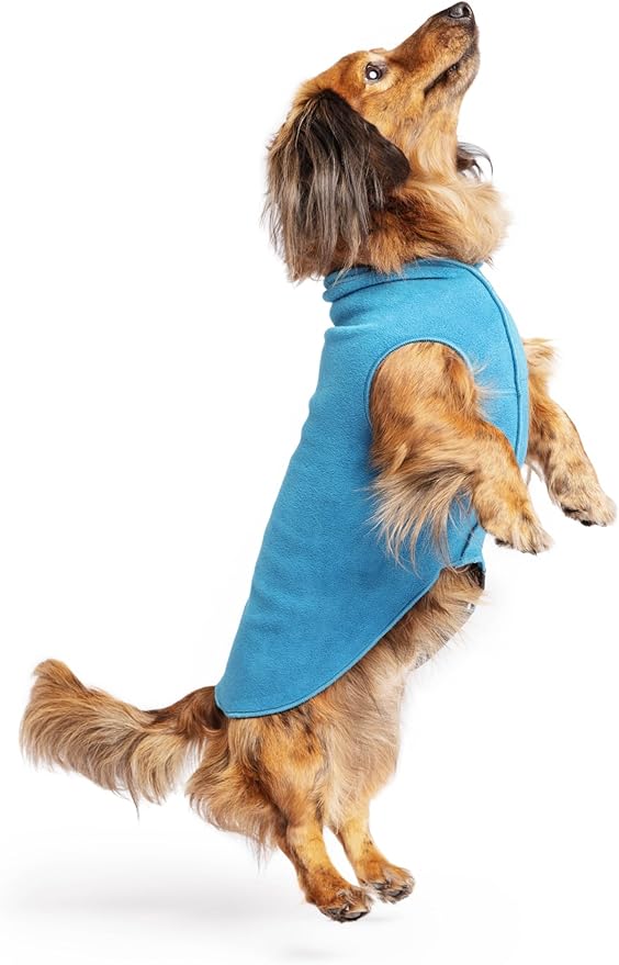 Stretch Fleece Dog Coat, Stretchy Pet Sweater, Machine Washable Pullover for Winter and Fall, Marine Blue, 12