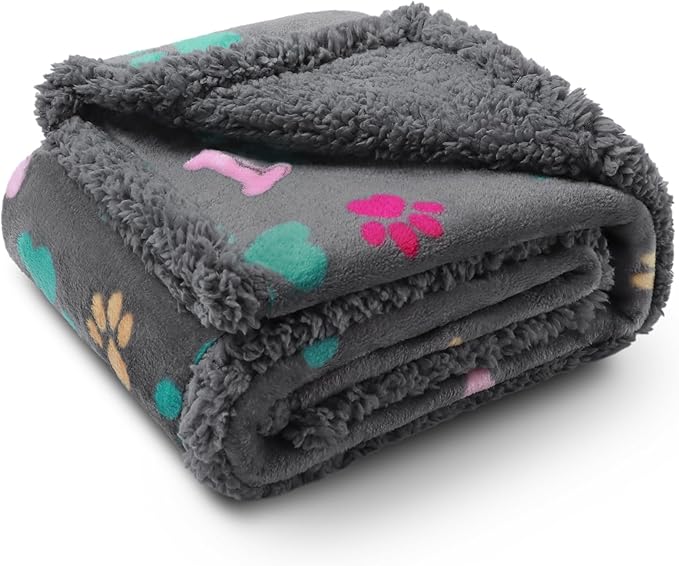 Luciphia Waterproof Pet Blankets for Couch Sofa Bed Cover Liquid Pee Proof Washable Soft Fluffy Large Dog Blanket Reversible Furniture Protection Grey Bone Thicken Small（40" x 28"）