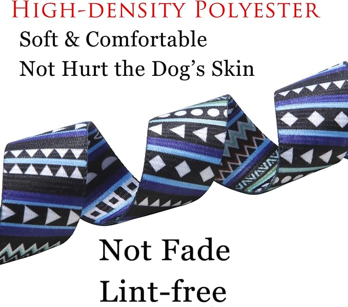 Dog Collar with Bohemia Floral Tribal Geometric Patterns - Soft Ethnic Style Collar Adjustable for Small Medium Large Dogs（Bohemian Blue,S）