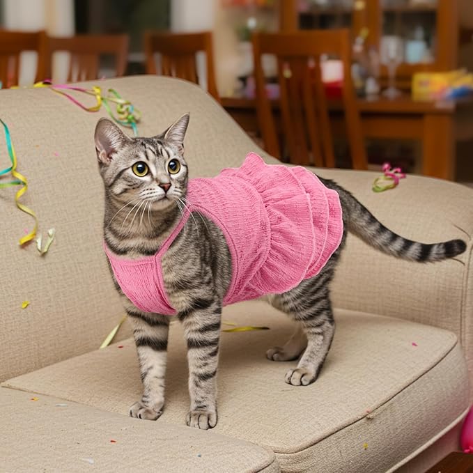 3Pcs Dog Summer Dresses Dog Camisole Dress with Tiered Skirt Pet Tiered Dress Summer Spring Clothes Pullover Vest Skirt for Small Medium Dogs M