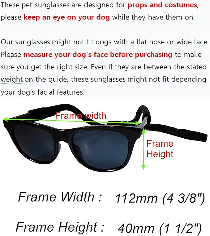 G006 Dog Medium Breeds 20-40 lbs Pet Cat 80s Costume Prop Sunglasses (Black)