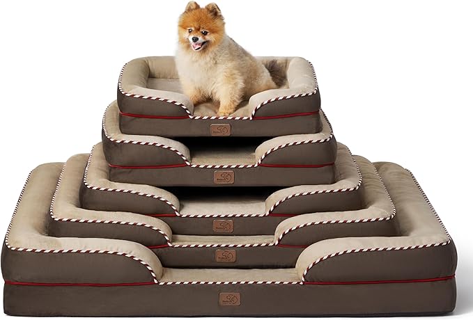 Bedsure Orthopedic Dog Bed for Medium Dogs - Waterproof Dog Sofa Beds Medium, Supportive Foam Pet Couch Bed with Removable Washable Cover, Waterproof Lining and Nonskid Bottom, Brown