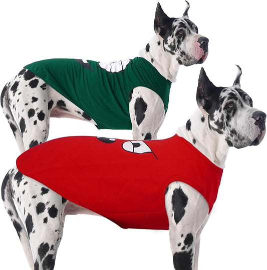 IECOii 2 Pack Pet Tank Top Tee Sleeveless| 4X-Large |Summer Dog Clothes Apparel,Pet Funny Costume Doggy T-Shirts Clothing for Large Dog Puppy Outfit Keep Body Heat Hot Weather Photo Shoot, Red+Green