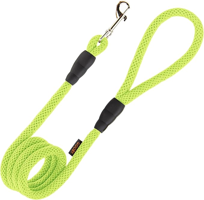 Gooby Mesh Leash - Green, 4 FT - Breathable Mesh 4 Foot Leash for Small Dogs with Bolt Snap Clasp - On The Go Dog Leashes for Small, Medium, and Large Dogs