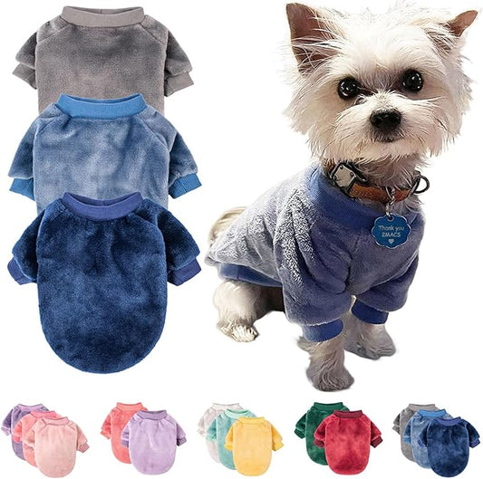 FabriCastle Dog Sweater, 3-Pack Dog & Cat Clothes, Ultra Soft and Warm Pet Jackets XXS XS for Small Dogs Boy & Girl, Winter Pet Apparel Costumes, Puppy Outfits (Grey,Blue,Dark Blue, Small)