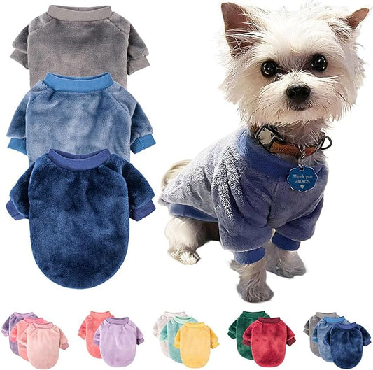 FabriCastle Small Dog Sweater, 3-Pack Dog & Cat Clothes, Soft and Warm Pet Jackets for Small Dogs Boy & Girl, Winter Pet Apparel Costumes, Puppy Outfits (Grey,Blue,Dark Blue, X-Large)