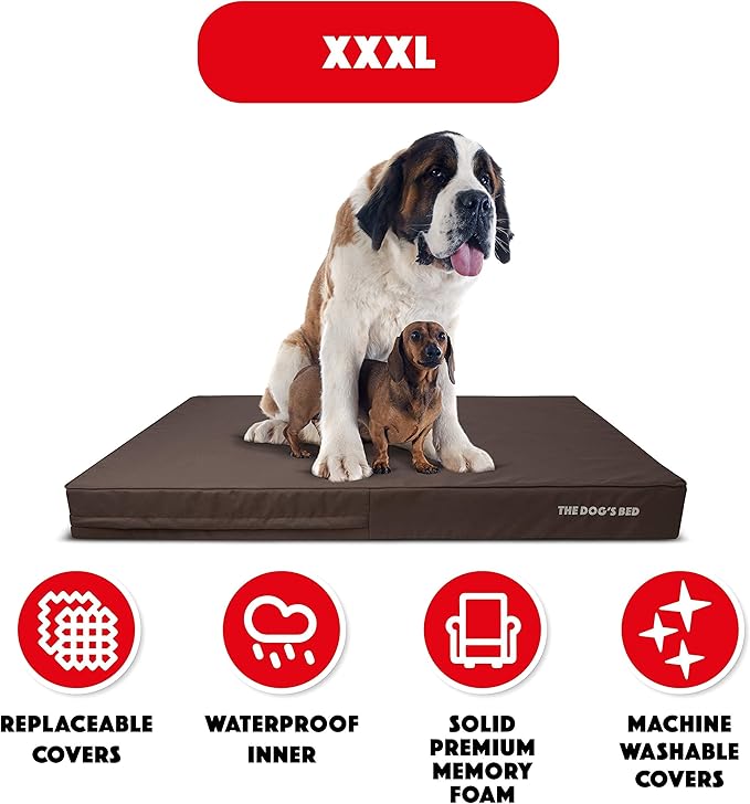 The Dog’s Bed Orthopedic Memory Foam Dog Bed, XXXL Grey with Black Trim 64x44, Pain Relief for Arthritis, Hip & Elbow Dysplasia, Post Surgery, Supportive, Calming, Veterinary Approved