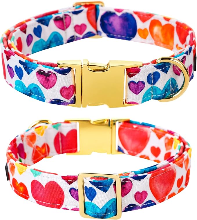 Lionet Paws Valentines Day Dog Collar with Bowtie, Dog Sailor Bow Collar with Metal Buckle for Dogs and Cats, Adjustable Comfortable Dog Collar Girl Gift, S, Neck 10-16 in