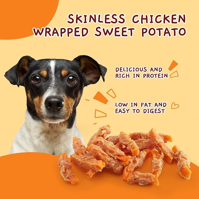 Jungle Calling Dog Treats, Skinless Chicken Wrapped Sweet Potato, Gluten and Grain Free, Chewy Dog Bites for Balanced Nutrition, 10.6 oz