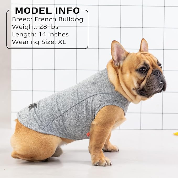 KYEESE 2Pack Dog Shirt for Small Dogs Sports Athletic Breathable Shirts with Reflective Stripe Athletic Tank Top Lightweight Dog Clothes,Grey+Blue,L