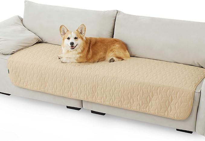 Bedsure 100% Waterproof Couch Cover for Dogs Washable - Non Slip Waterproof Dog Blanket for Couch Sofa, Lightweight Furniture Protector Durable for Pet Cat Puppy with Non-Slip Bottom, Beige, 30x70IN