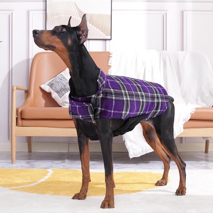 Kuoser Warm Dog Coat, Waterproof Dog Jacket for Extra Large Dogs, Adjustable Durable XXL Doggie Winter Coat Reversible Puppy Cold Weather Apparel from Small to Large Breed, Purple XXL