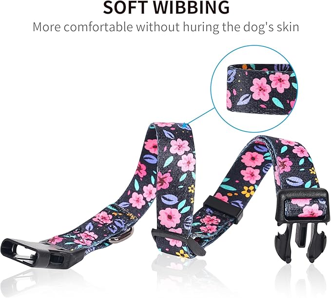 Timos Dog Collar, Adjustable Soft Dog Collar for Small Medium Large Dogs,Print Patterned Puppy Collars with Quick Release Buckle for Boy and Girl Female Dogs,L Length 15.94''-25.59'
