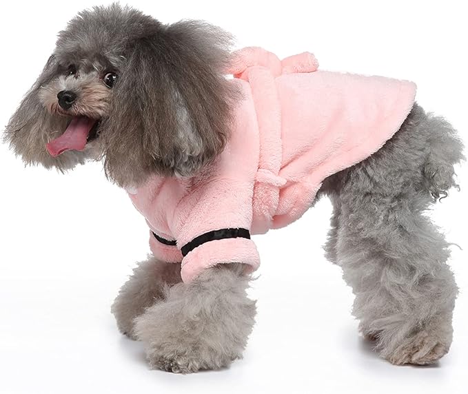 Petyoung Pet Bathrobe Dog Pajama Thickened Hooded Bathrobe Quick Drying and Super Absorbent Dog Bath Towel Soft Pet Nightwear for Puppy Small Dogs Cats