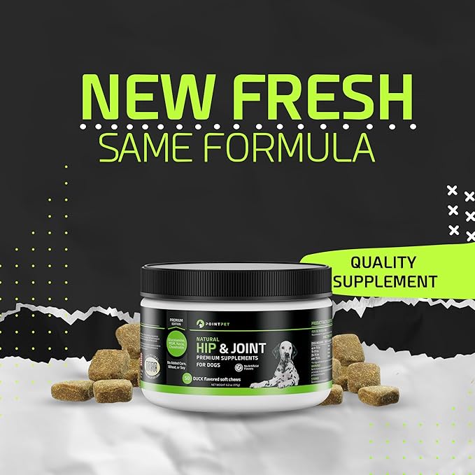 PointPet Glucosamine for Dogs, 50 Count - Hip & Joint Supplement - Dog Mobility Soft Chews Vitamin C & E - Flavour Duck and Pumpkin, Peanut Butter Formula