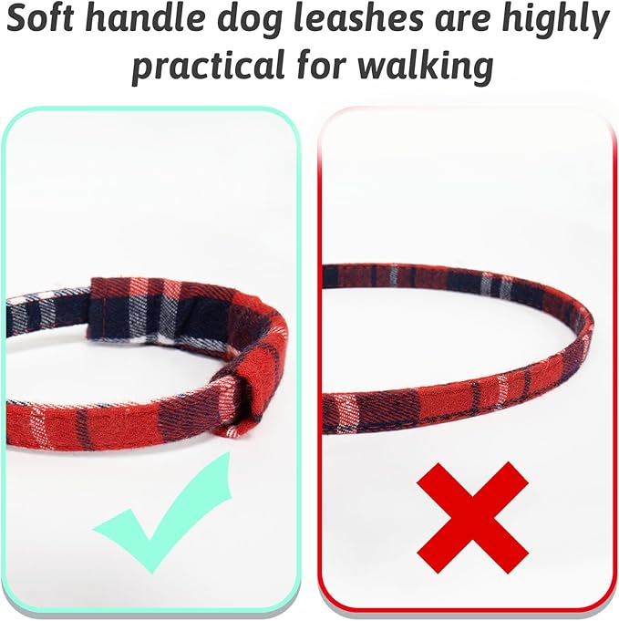 Dog Collar and Leash Set Girls Adjustable Puppy Collars with Plaid Bow Tie for Small Medium Large Female Dogs, Red Plaid, S