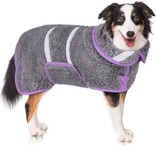Unicorn Catcher Dog Bathrobe Super Absorbent Dog Towels for Drying Dogs Large Quick Drying Dog Robes for After Bath Soft Dog Drying Towel Adjustable Dog Drying Coat to Keep Dog Warm(S-XXL)
