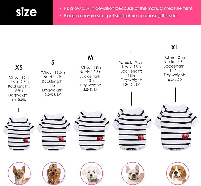 Dog Shirts for Small Dogs Cats, Dog Striped T-Shirts Dog Vest Pet Apparel Tee Shirts Spring Summer Suitable for Small and Medium Large Pets French Bulldog Bichon, Beige S