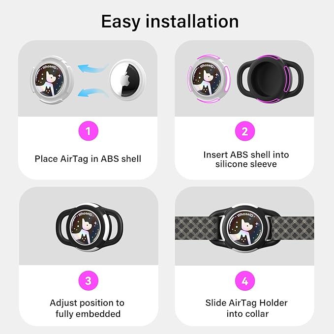 Waterproof Airtag Dog Collar Holder, Silicone & ABS Airtag Holder for Dog & Cat Collars, Ultra-Durable, Lightweight and Protective Airtag Case (Blue-1, Small)