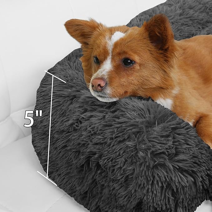 Calming Dog Bed Fluffy Plush Dog Mat for Furniture Protector with Removable Washable Cover for Large Medium Small Dogs and Cats (XS(31“x23.5”x5“), Dark Grey)