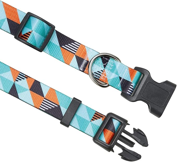 Dog Collar with Bohemia Floral Tribal Geometric Patterns - Soft Ethnic Style Collar Adjustable for Small Medium Large Dogs (Geometry,XS)