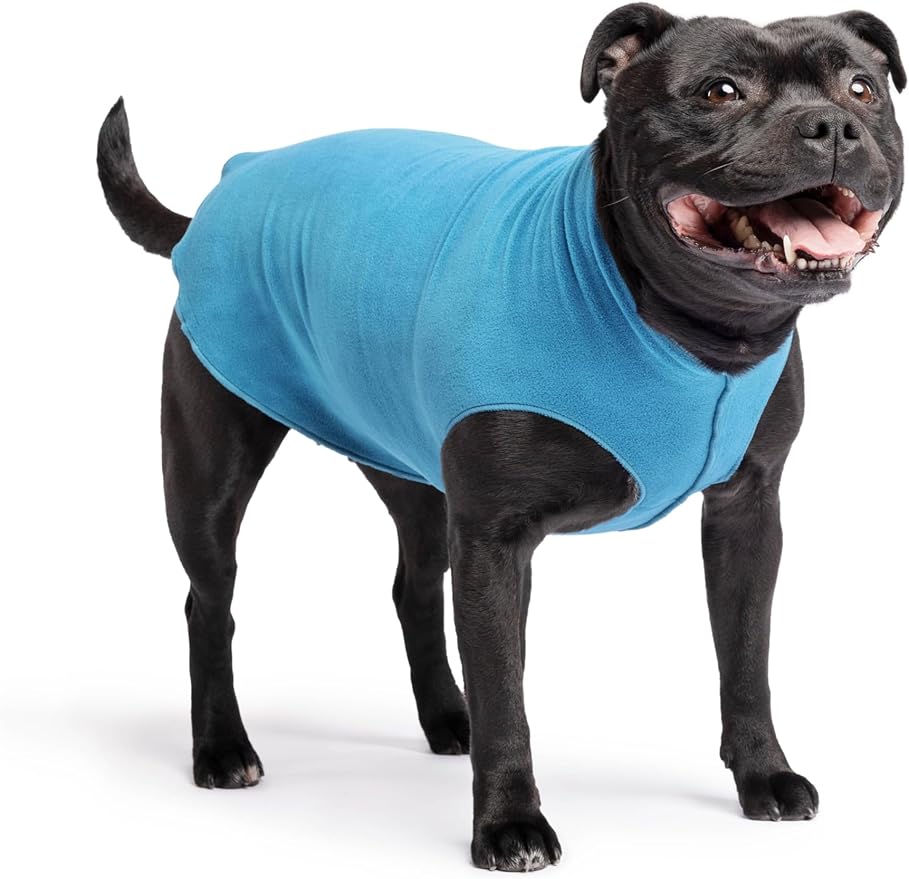 Stretch Fleece Dog Coat, Stretchy Pet Sweater, Machine Washable Pullover for Winter and Fall, Marine Blue, 16