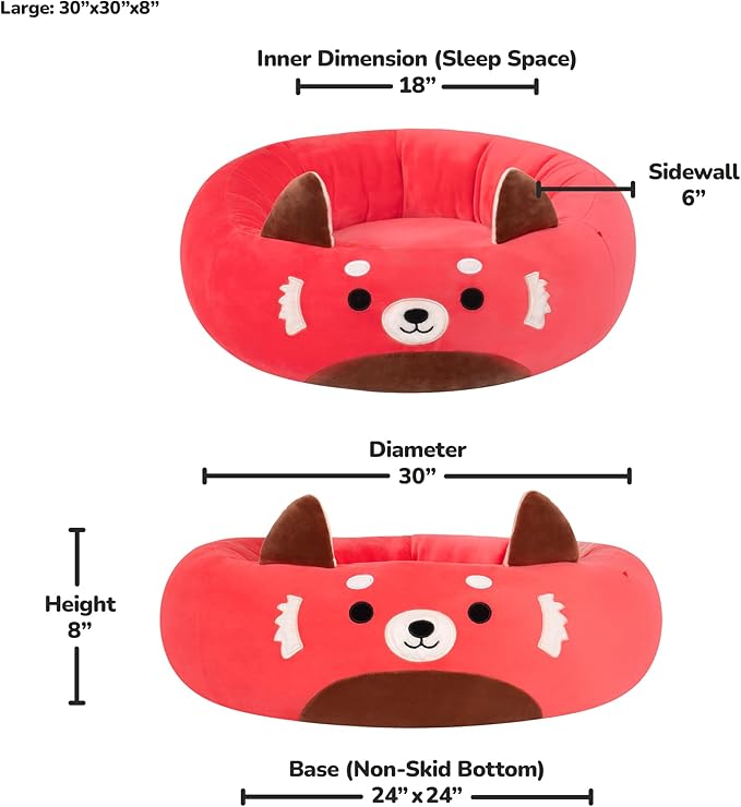Squishmallows Original 30-Inch Cici The Red Panda Pet Bed - Large Ultrasoft Official Plush Pet Bed for Dogs and Cats