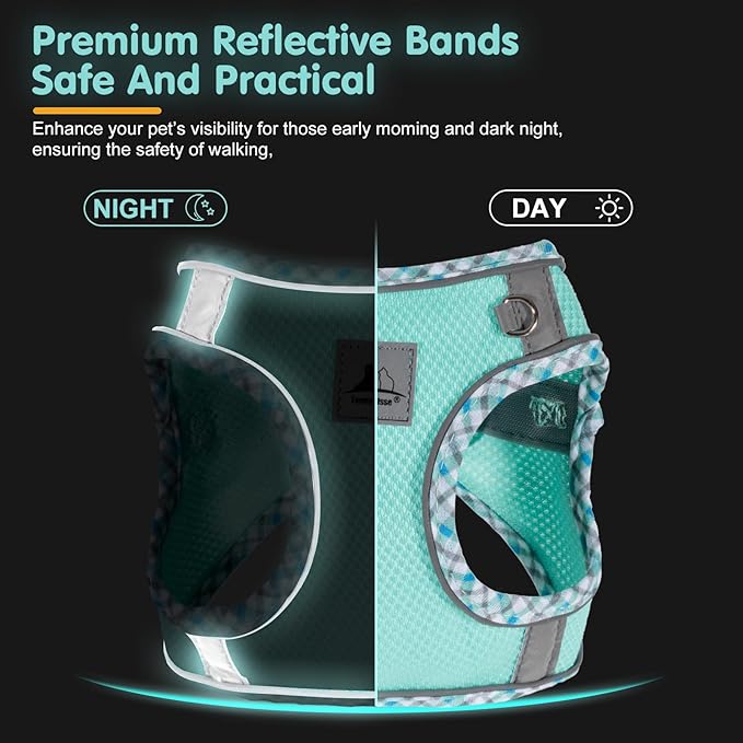 Dog Harness & Leash Set - No Pull Soft Breathable Small Dog Harness, Adjustable Reflective Step-in Vest for Puppy, Kitten, Cats