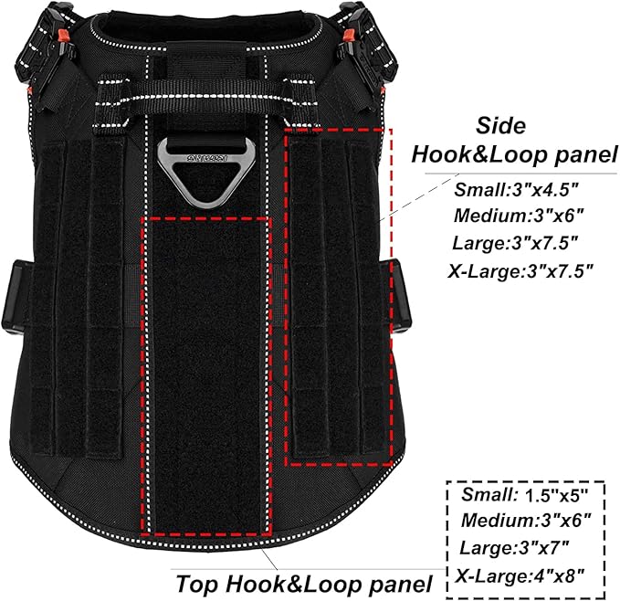 ICEFANG Tactical Dog Harness,Large Size, 2X Metal Buckle,Working Dog MOLLE Vest with Handle,No Pulling Front Leash Clip,Hook and Loop Panel