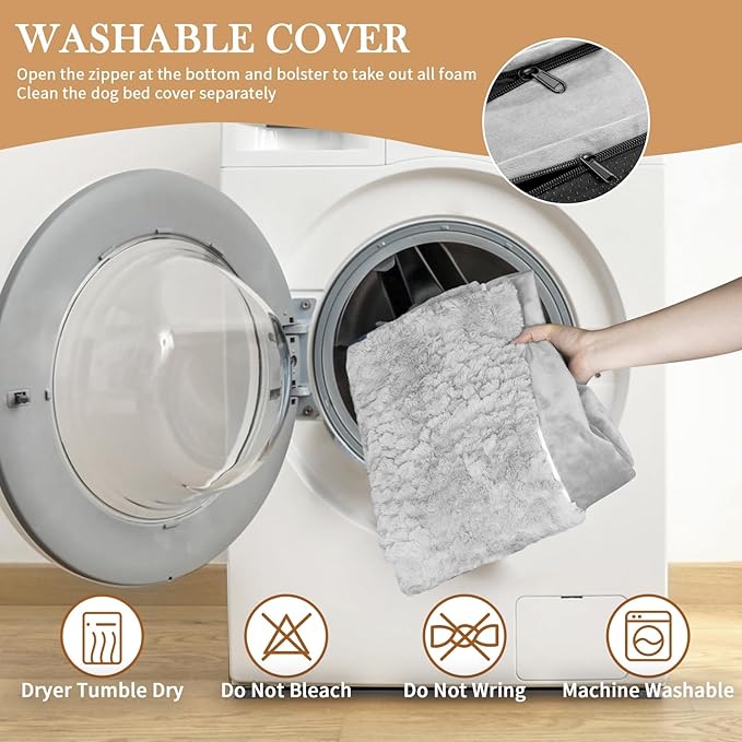 Comfort Expression Small Dog Beds Waterproof Orthopedic Foam Sofa Beds for Small Dogs Comfy Pet Bed with Washable Removable Cover & Non-Slip Bottom(XX-Small,Grey White)