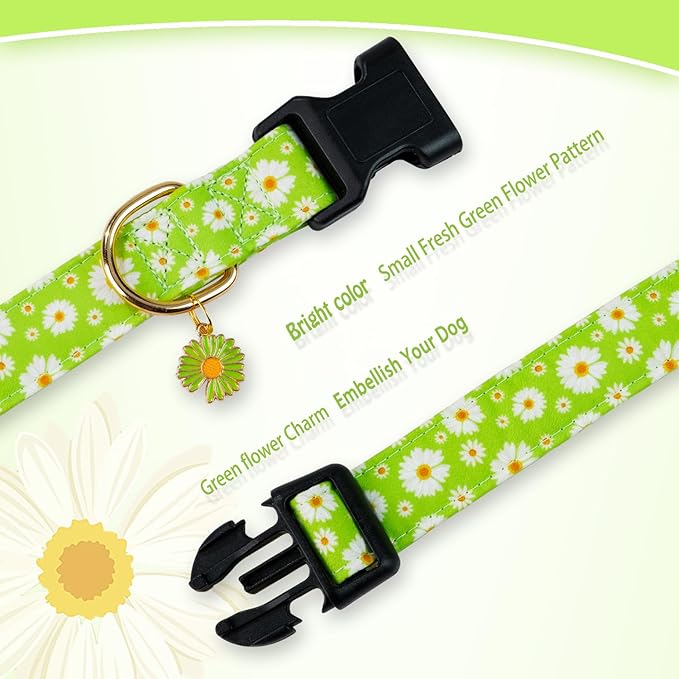 Cute Cotton Dog Collar for Boy and Girl Dogs Fresh Flower Pattern Puppy Collar for Small Medium Large Dogs Adjustable Flower Pattern Soft Pet Collar for Male Female Dogs