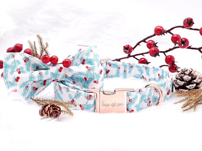 Unique style paws Christmas Dog Collar, Pet Collar Dog Bow tie Collar Gift for Girl or Boy Dogs, Adjustable Dog Collar for Large Dogs