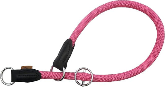 Braided Round Martingale Dog Collar, Training Collar with Slidable Stop Ring - Ideal for Large Dogs (L(1/2") - 22" Long, Pink)