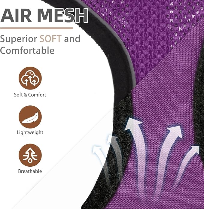PUPTECK Soft Mesh Dog Harness and Leash Set Pet Puppy Cat Comfort Padded Vest No Pull Harnesses, Solid Purple, S