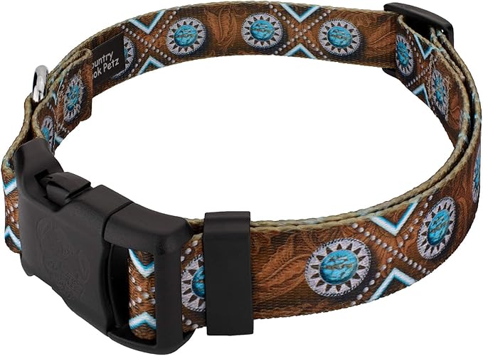 Country Brook Petz - Deluxe Saddle Up Dog Collar - Made in The U.S.A. - Country and Western Collection Featuring Rustic Designs (1/2 Inch, Extra Small)