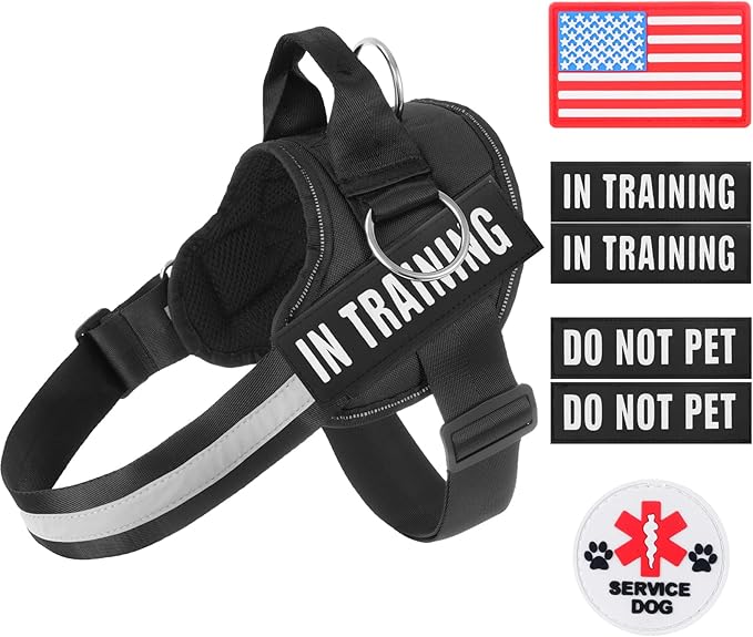 Essential Dog Harness, No Pull Pet Harness with 3 Side Rings for Leash Placement, No Choke, Reflective, Adjustable Pet Vest, Easy On-Off & Improved Control Handle (Black, S(Neck:14-18",Chest:16-21"))