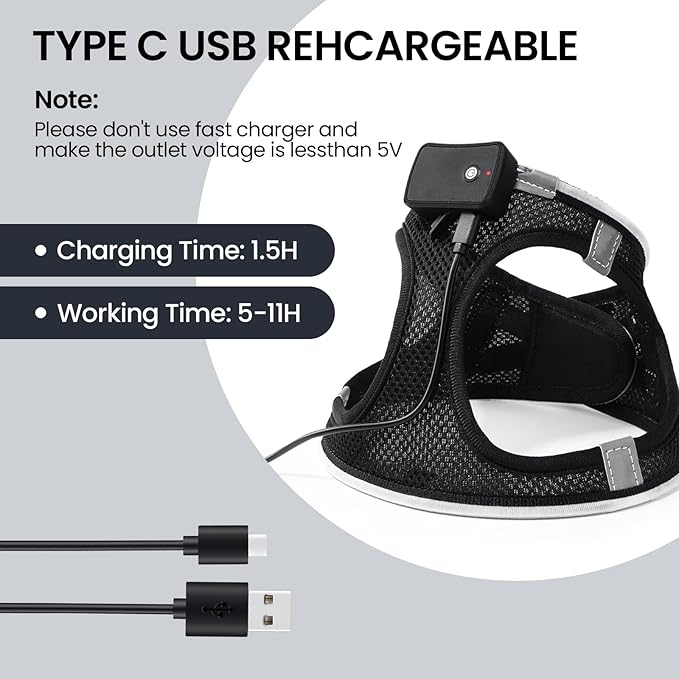 PceoTllar Light Up Dog Harness, LED No Pull Reflective Dog Harness, Flashing Lighted for Night Walking - Small/Medium, (Black Green,s)