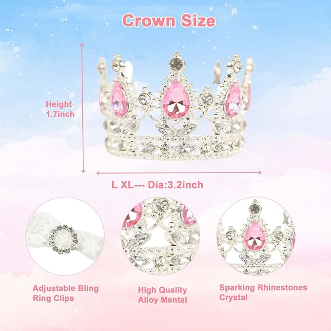 FLAdorepet Dog Princess Dress Costume with Rhinestones Crown,Pet Cat Cape Cloak Birthday Party Wedding Dress Up Outfits,Rainbow Mermaid Halloween Costume Clothes for Small Medium Large Dogs,Medium