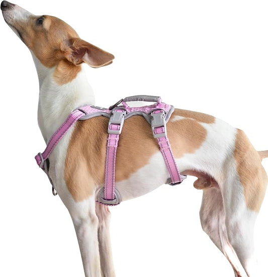 Escape Proof Dog Harness, Escape Artist Harness, Fully Reflective Vest with Padded Handle, Breathable,Durable, Adjustable Vest for Medium Dogs Walking, Training, and Running Gear (Pink, XS