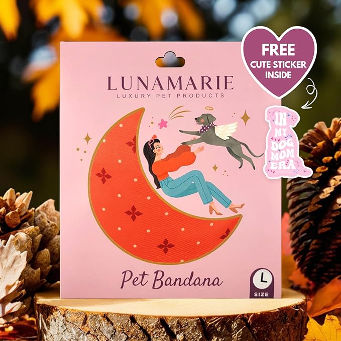 Luxury Pet Birthday Bandanas -Premium & Silky Poly Fabric | 100% Handmade | Custom Shape Dual Layered (Ember, Small)