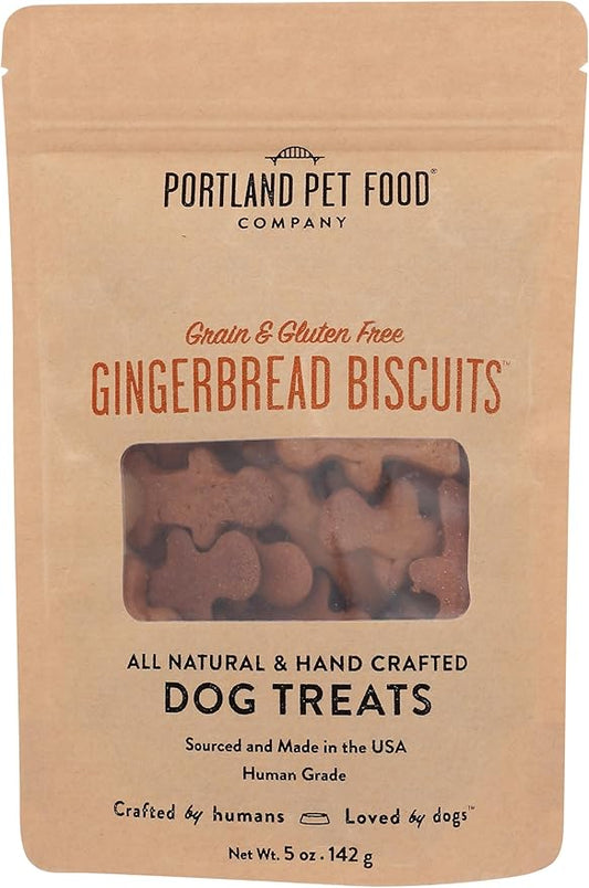 Portland Pet Food Company Gingerbread Dog Treats Healthy Biscuits for Small Medium & Large Dogs - Grain-Free, Human-Grade All Natural Cookies, Snacks & Puppy Training Treats - Made in The USA - 5 oz