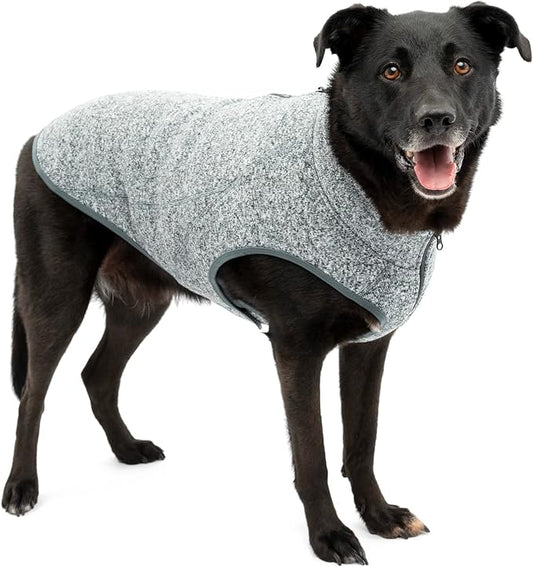 Kurgo Core Dog Sweater, Knit Dog Sweater with Fleece Lining, Cold Weather Pet Jacket, Zipper Opening for Harness, Adjustable Neck, Year-Round Sweater for Large Dogs (Heather Black, X-Large)
