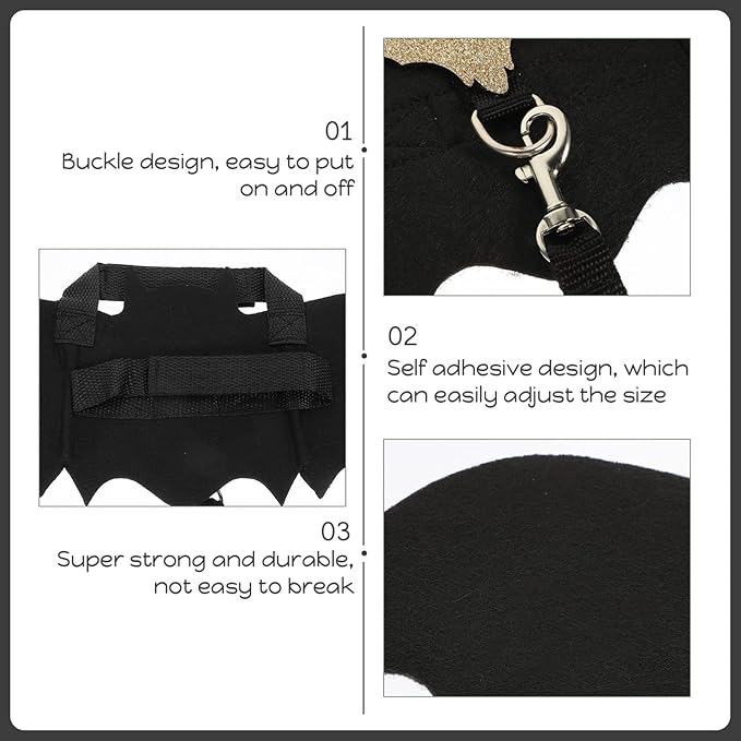 Halloween Bunny Harness with Pulling Wings Apparel Small Animal Chest Strap Guinea Pig Harness and Leash Walking Training Traction Rope Hamster Vest Harness