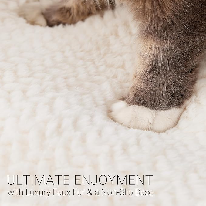 Soft Touch Faux Fur Dog Pillow Beds for Small,Medium Dogs, Supportive Foam Dogs Couch with Washable Removable Cover, Super Soft Pets Bed for Large Cats & Medium Dog (Ivory)