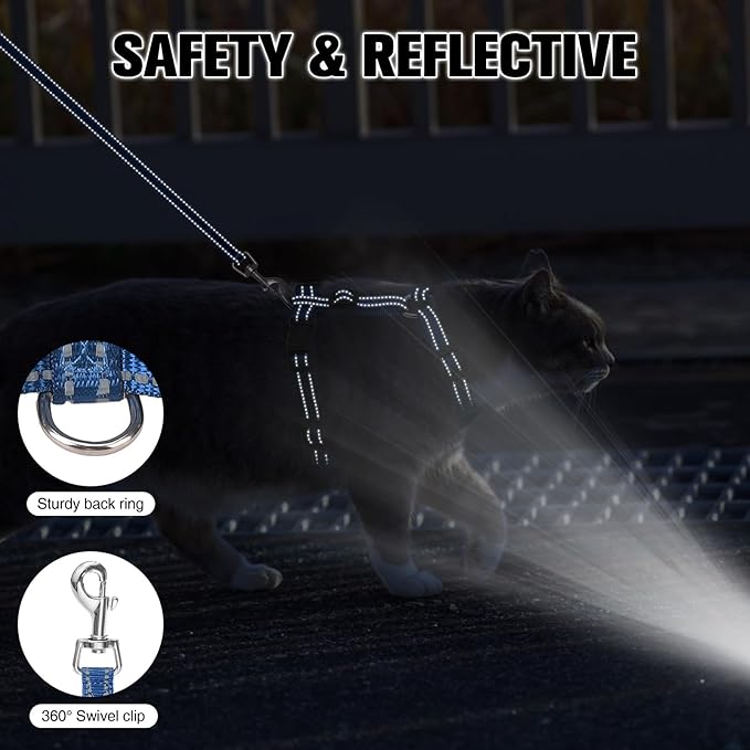 BEAUTYZOO Cat Harness and Leash Set for Walking Escape Proof, Neck Release Adjustable Harness for Kitten Puppy Small Medium Large Cats, Soft Cute Easy Control Small Cat Harness for Cats Boy and Girls