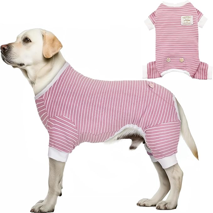 KYEESE Dog Pajamas for Large Dogs Stretchable Dog Jumpsuit 4 Legs Strip Pet Lightweight PJS