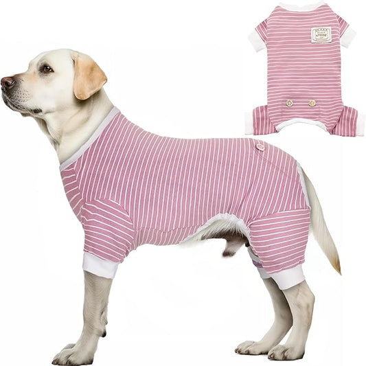 KYEESE Dog Pajamas for Large Dogs Stretchable Dog Jumpsuit 4 Legs Strip Pet Lightweight PJS