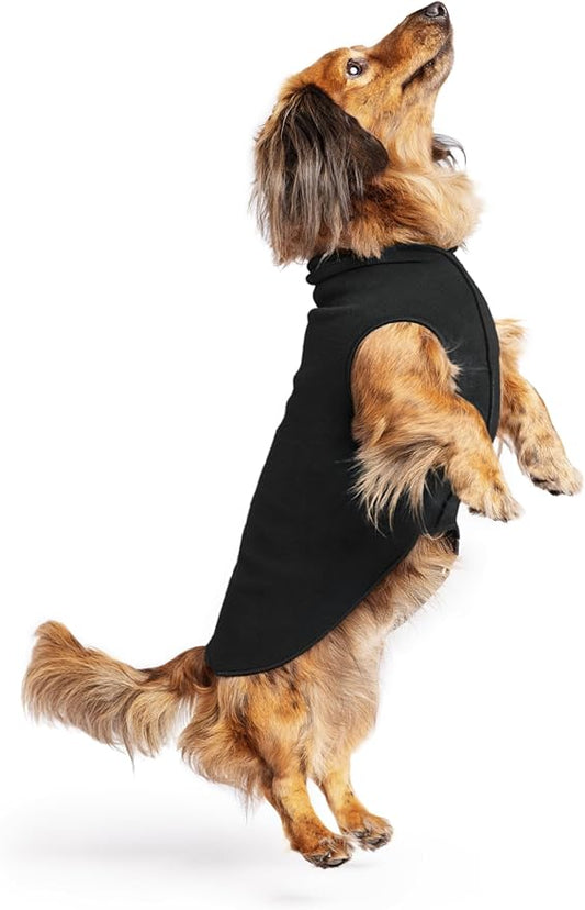 Stretch Fleece Dog Coat – Soft, Warm Dog Clothes, Stretchy Pet Sweater – Machine Washable, Eco Friendly – All Season – Sizes 2-33, Black, Size 12