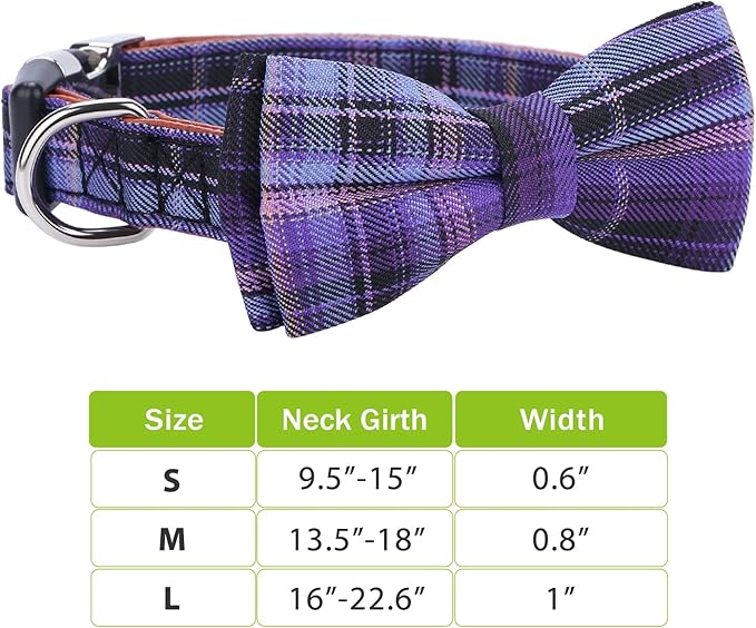 Faleela Soft &Comfy Bowtie Dog Collar,Detachable and Adjustable Bow Tie Collar,for Small Medium Large Pet (Purple, Large(Pack of 1))