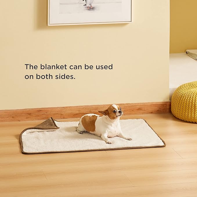 Bedsure Waterproof Dog Blankets for Small Dogs - Small Cat Blanket Washable for Couch Protection, Sherpa Fleece Puppy Blanket, Soft Plush Reversible Throw Furniture Protector, 25"X35", Camel